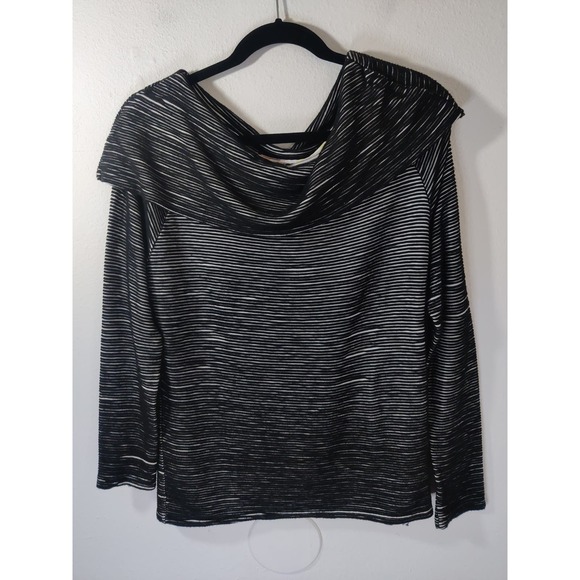 Anthropologie Dolan Left Coast Black Textured Cowl Neck Long Sleeve Top Size S - Picture 2 of 10